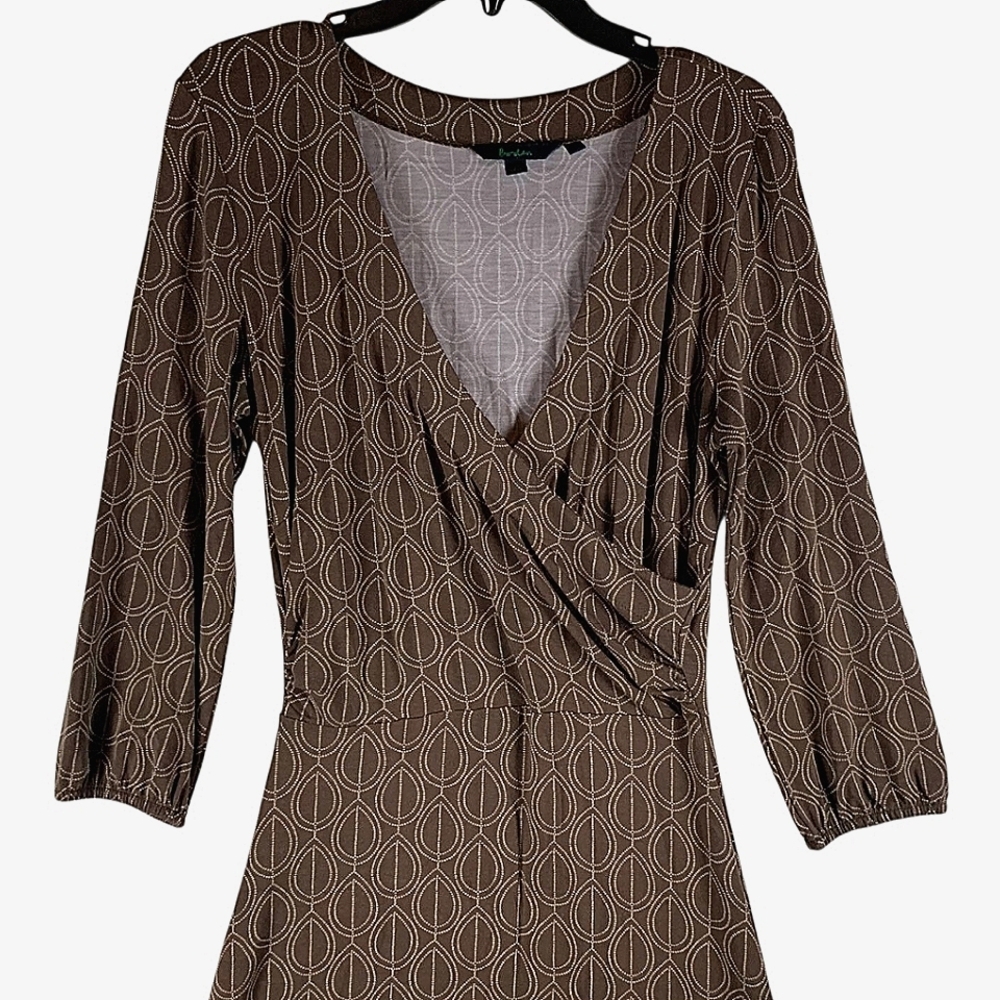 Boden Brown Patterned Midi Dress